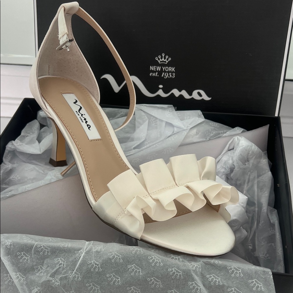Nina Cream Ruffle Heels